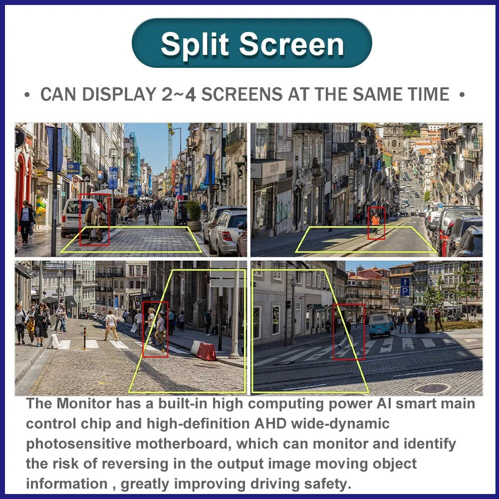 10.36 inch 4 Channel Car DVR Recorder Smart Blind Spot Radar BSD Alarm Monitor With 1080P AHD 4 Backup Cameras For Truck Bus