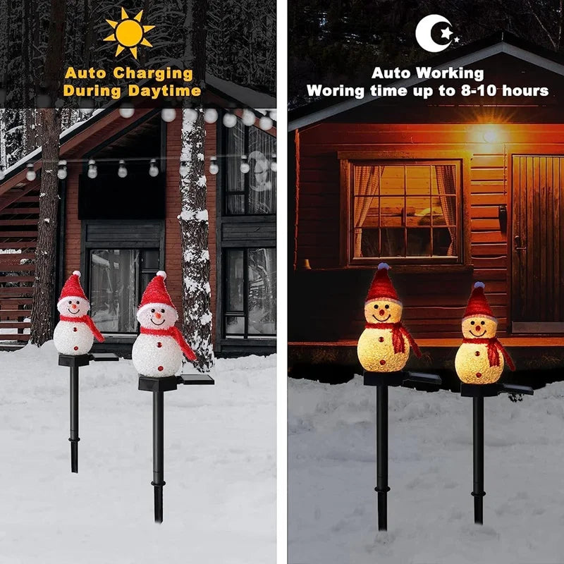 LED Snowman Solar Garden Light Outdoor Ground Stake Light Solar Powered Xmas Pathway Lights For Christmas Lawn Yard Decoration
