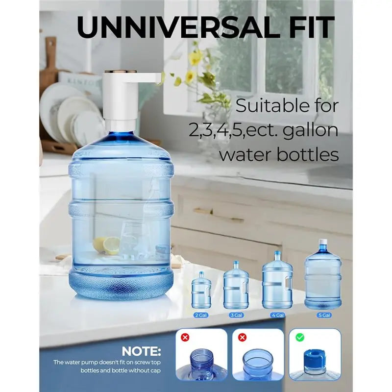 Portable Electric Water Dispenser Pump for 5-Gallon Bottles | USB Charging | Home, Kitchen & Camping