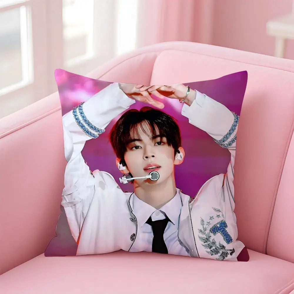 Kpop Handsome Singer K-Kim Do-hoon Cushion Cover Pillowcase Short Plush Invisible zipper Room Sofa Cushion Cover