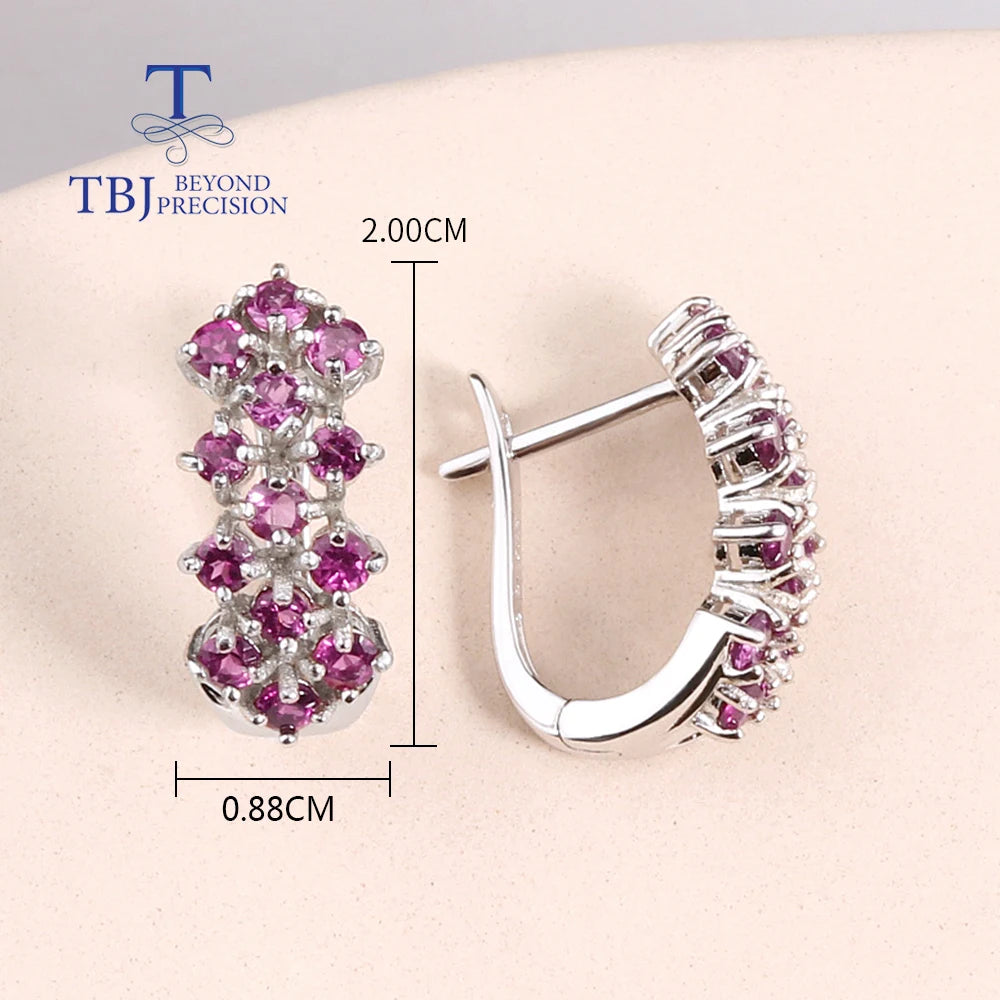 Natural Rhodolite Garnet Light luxury design Ring Earrings Jewelry set Women 925 sterling Silver fine jewelry