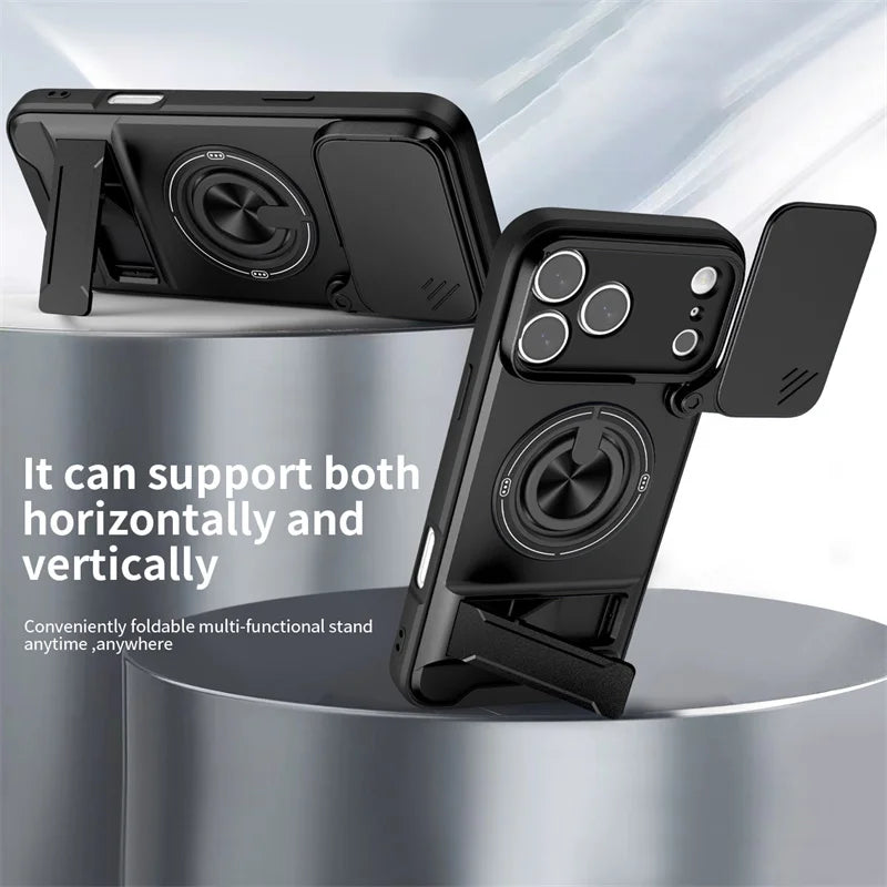 Armor Funda For iPhone 17 Pro Max Case Magnetic Ring Stand Lens Protect Coque For iPhone17 Pro 17Pro Max Wireless Charging Cover
