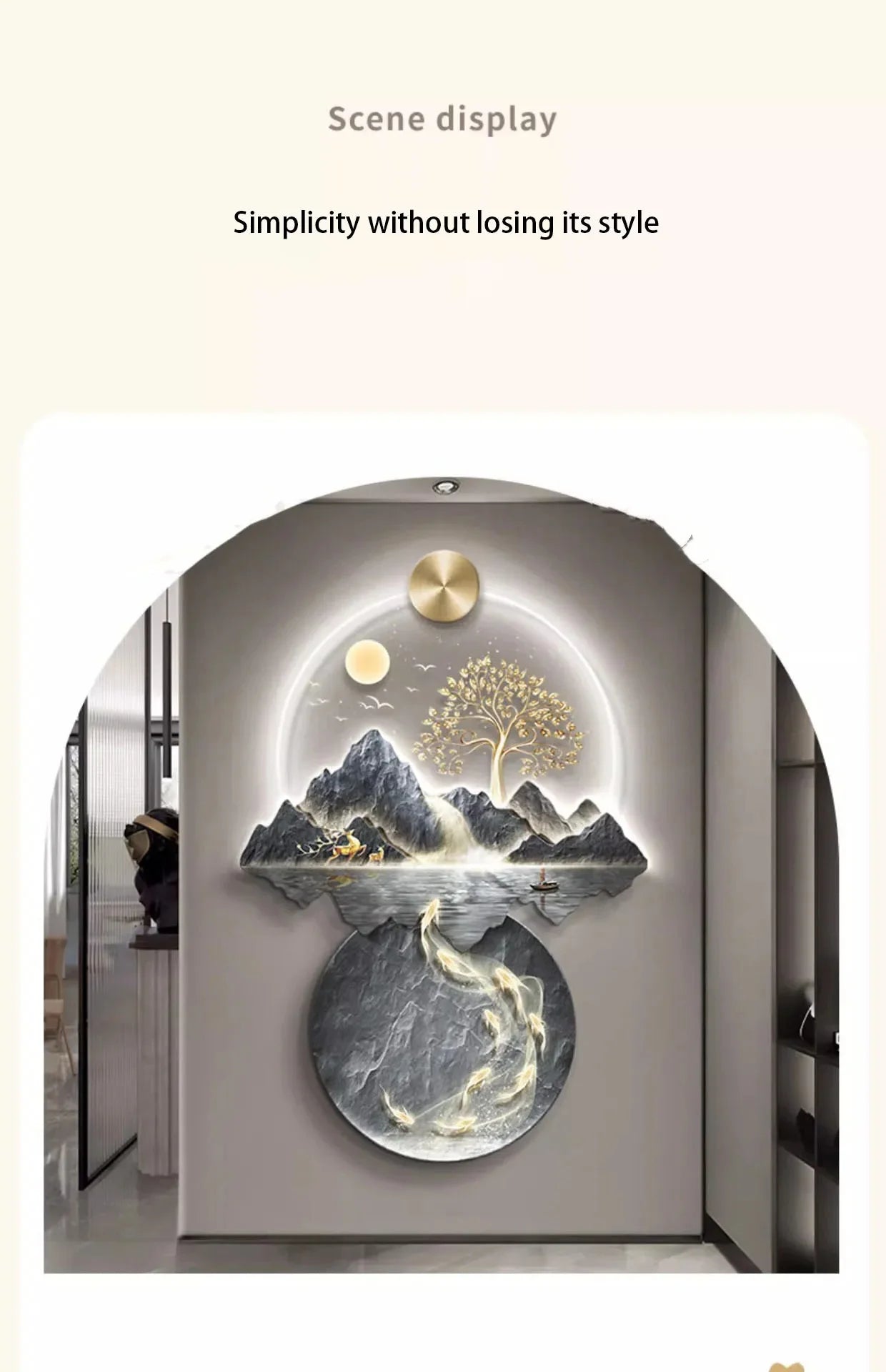 Background Landscape Painting Wall Lamp Chinese Creative Living Room LED Decor Light Corridor Remote Control Lighting Wall Lamps