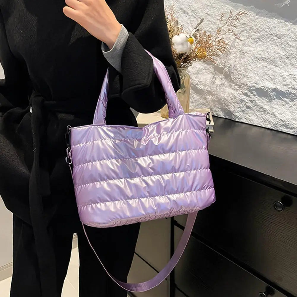 Large Tote Padded Handbags Designer Quilted Women Shoulder Bags Luxury Nylon Down Cotton Crossbody Bag Winter Tote Big
