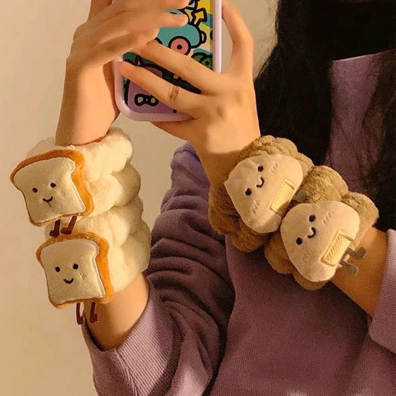 〔KaKa〕Cute Face Wash Hair Band Wrist Band Hand Wash Moisture-proof Sleeves Warm Wrist Guard Rinse Water Absorbent And Waterproof