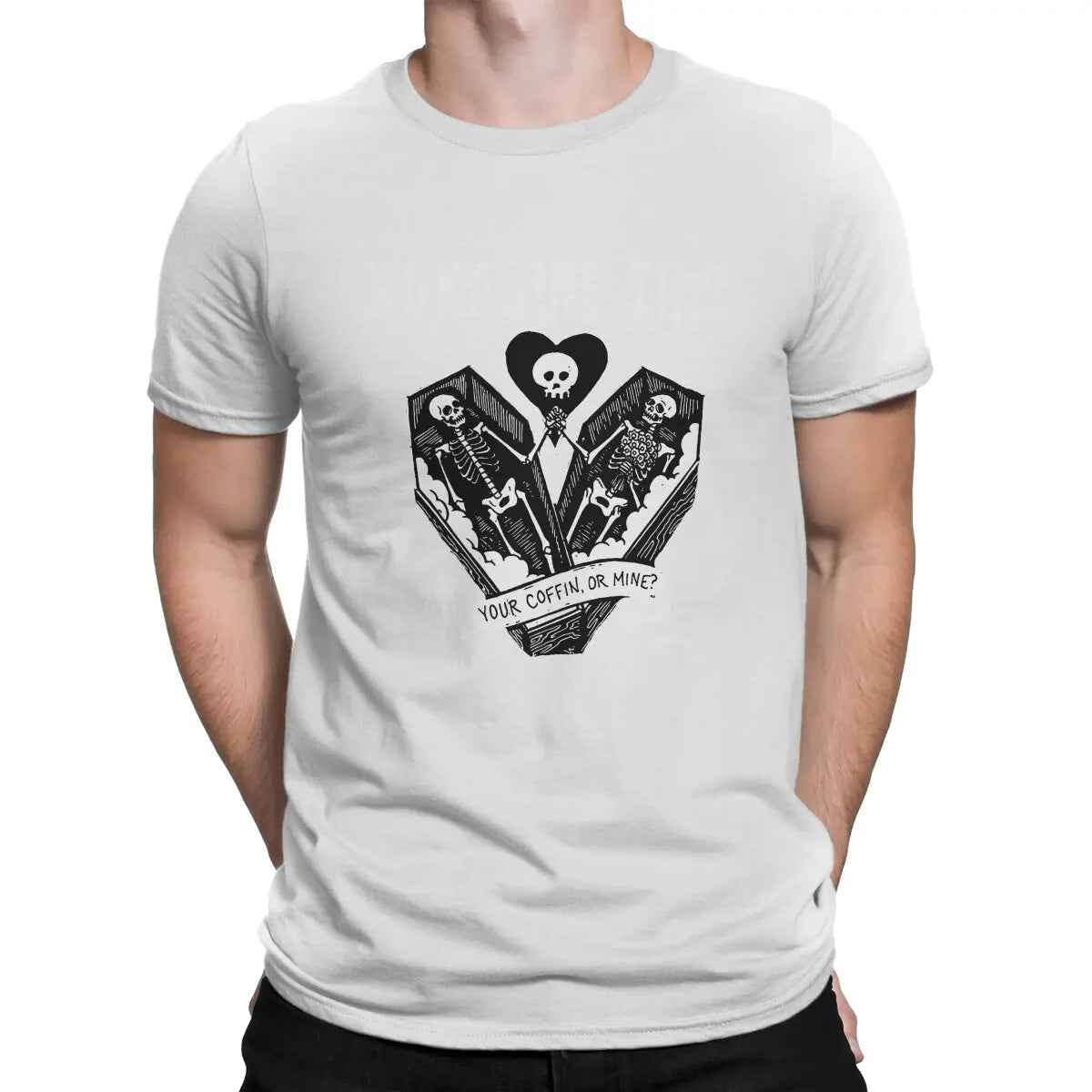Alkaline Trio Creative TShirt for Men PUNK  Your Coffin Or Mine Round Neck Basic T Shirt Distinctive Gift Clothes Tops