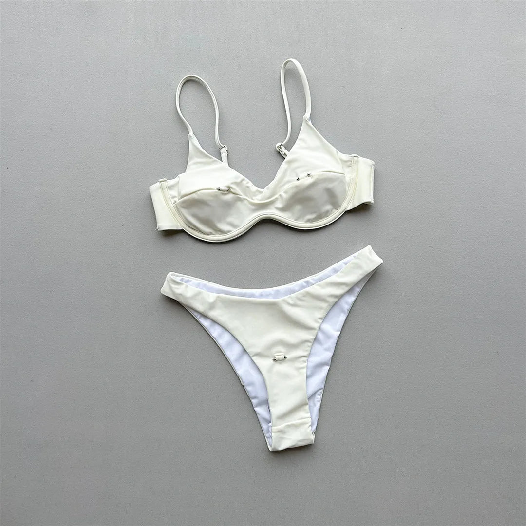 New Underwired Bikini Female Swimsuit Women Swimwear Two-Pieces Bikini Set Brazilian Padded Bather Bathing Suit Swim V7743
