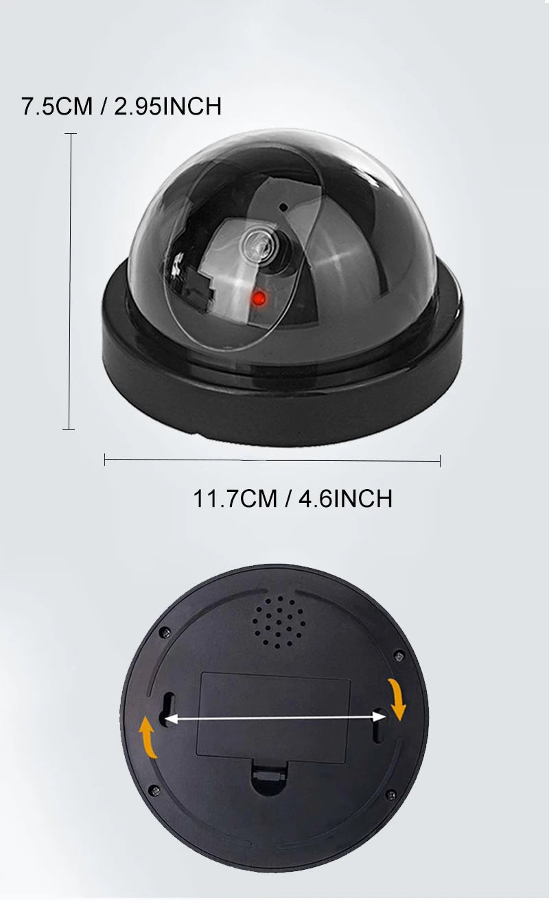 1PC Dummy Fake Camera with LED Red Light, Battery Operated, No Wiring Required, Indoor Outdoor Fake Dome Security Camera
