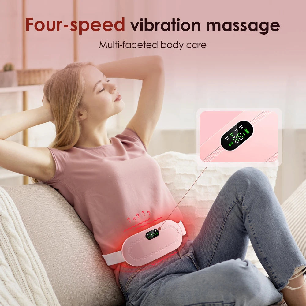 Electric Abdominal Massage Belt Uterus Warmth Hot Compress Vibration USB Charging for Women's Health Waist Warming Device