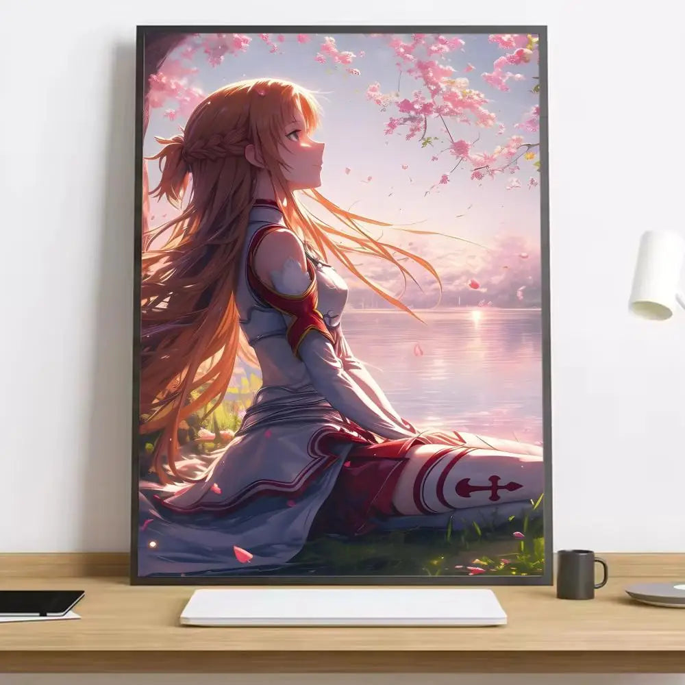 Anime Sword Art Online Kirito Asuna Painting Calligraphy HD Canvas Poster living room bedroom bar aesthetic decoration