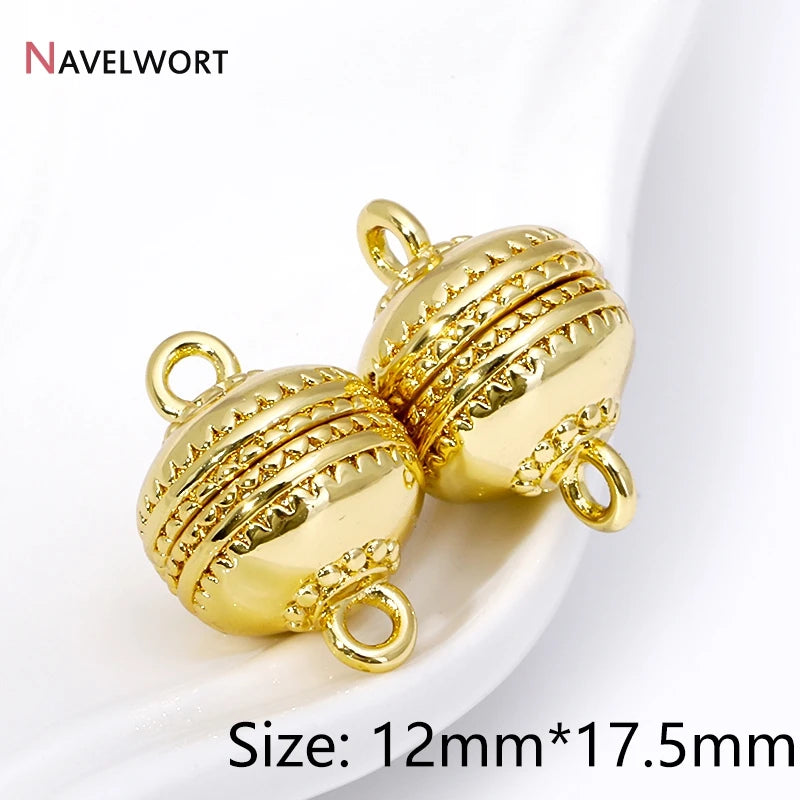 18K Gold Plated Brass Round Strong Magnetic Clasps For Bracelet Necklace Making Findings,End Clasps Connector For Jewelry Making