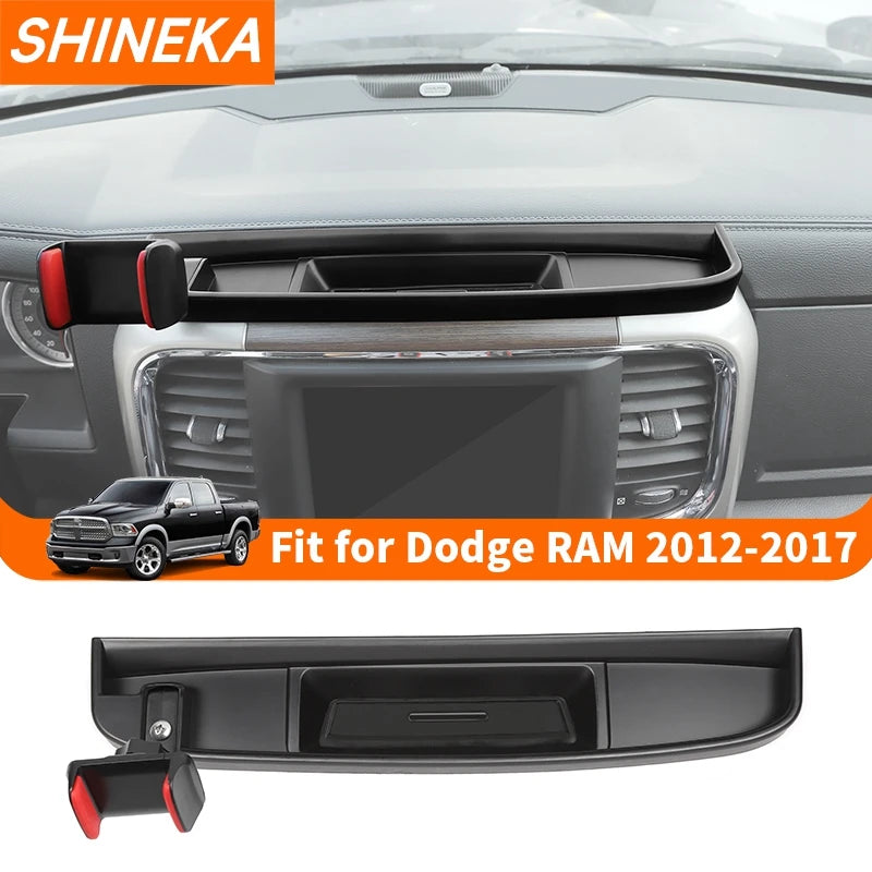 SHINEKA Car Center Console Mobile Phone Holder Storage Box GPS Bracket For Dodge RAM 1500 2012-2017 Interior Accessories