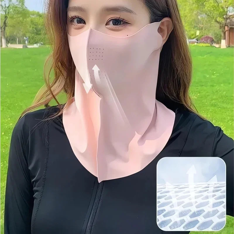 UPF50+ Ice Silk Sunscreen Mask Summer Riding Neck Guard One-piece Mask for Driving Fishing And Mountaineering Sun Protection