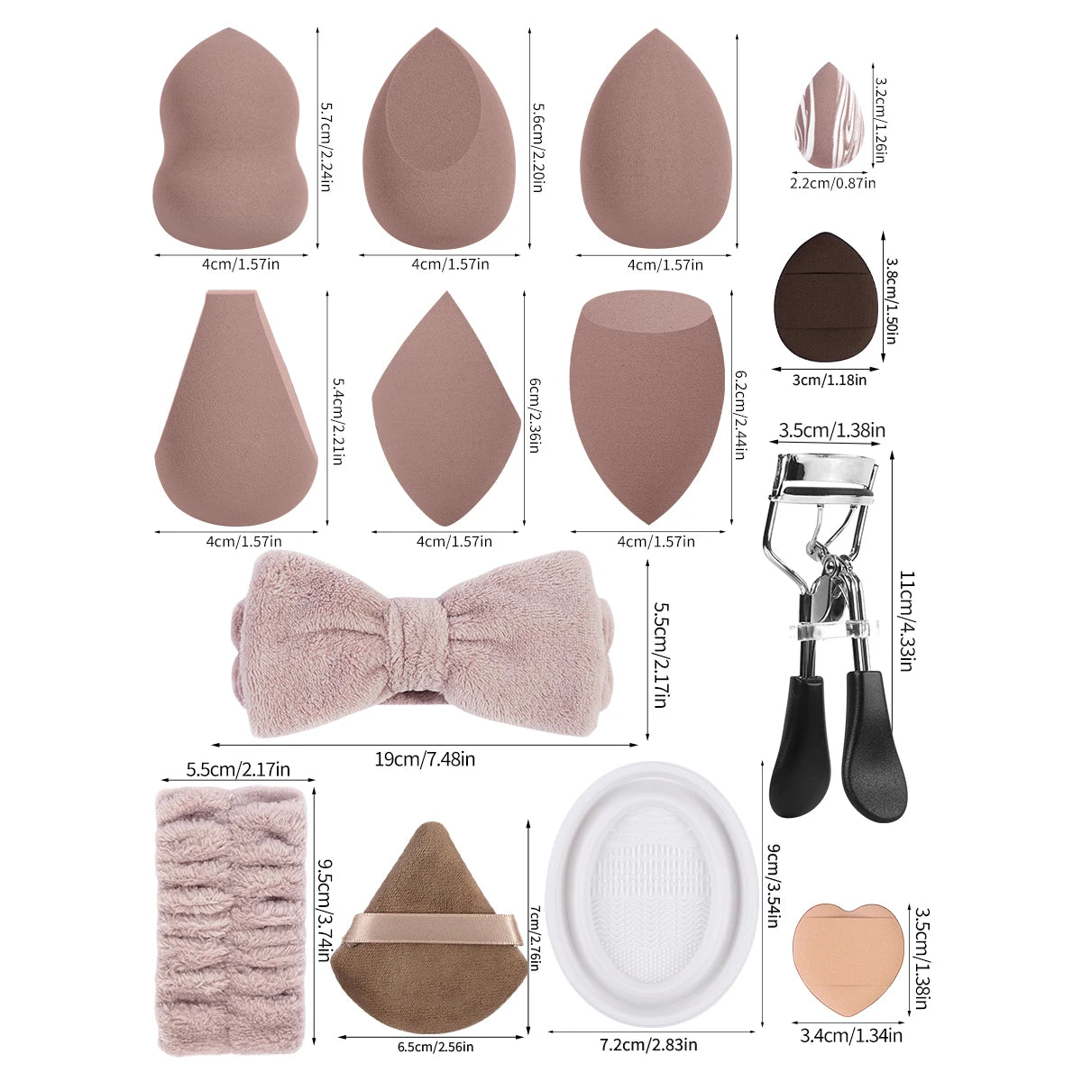 MAANGE 50pcs Makeup Kit 20pcs Professional Makeup Brush Set 25pcs Air Cushion Puffs Eyelashes Curled 4pcs Wash Accessories Gift