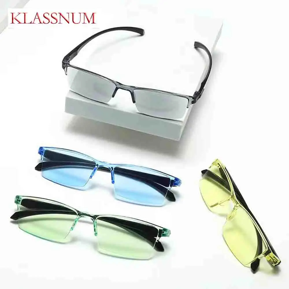 Intelligent Zoom Frameless Reading Glasses Fashion Presbyopia Glasses Hyperopia Glasses Unisex Anti-reflective Computer Eyeglass