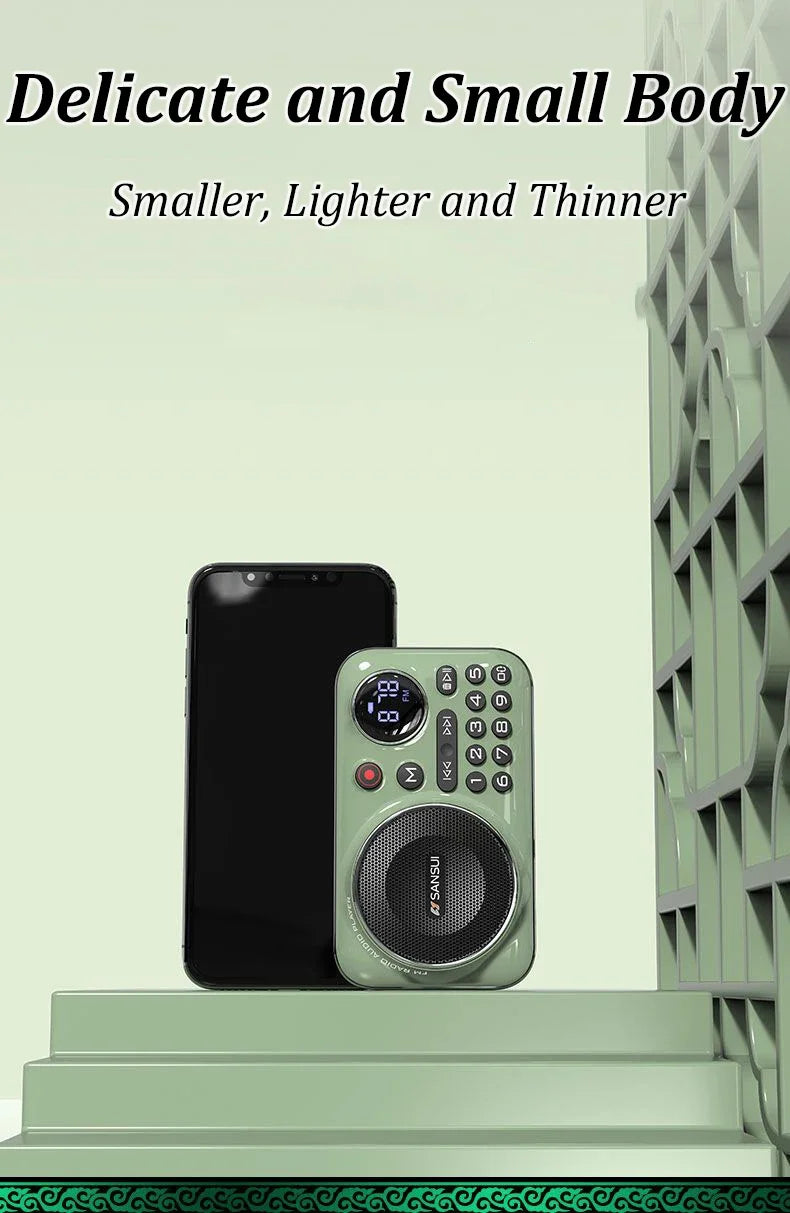 SANSUI F21 Outdoor Portable Multifunctional Walkman FM Radio Bluetooth Speaker MP3 Music Player Supports Recording Headphones