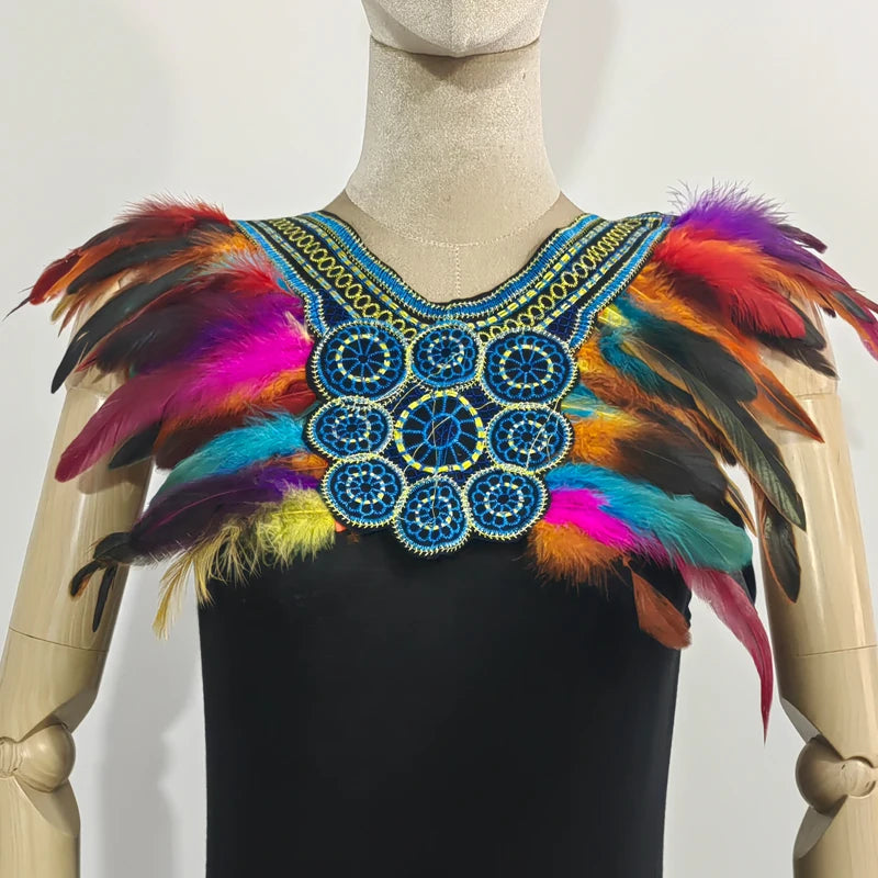 Halloween party costume, collar, scarf, Gothic feather collar and shoulders witch role-playing, available for both women and men