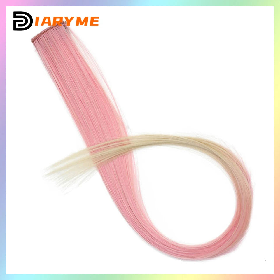 Colorful Hair Extensions Curly One Clip in Synthetic Long Hairpiece For Girls Women Kid Multi-colors Party Highlights Wig Piece