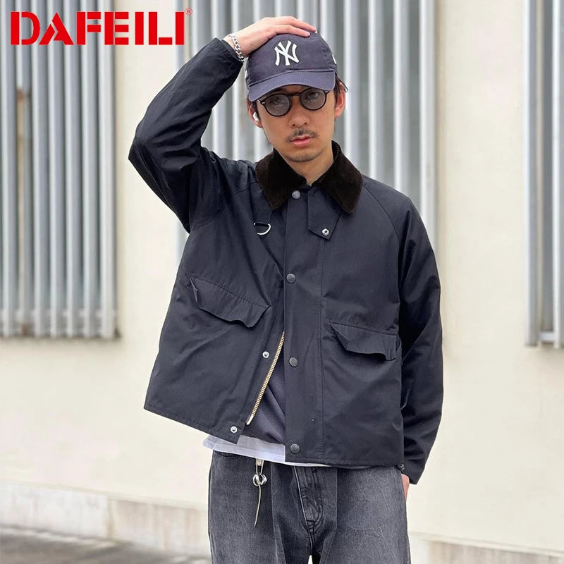 Cropped Canvas Un-wax Sl Spey Vintage Safari Olive Sage Green Outdoor Fishing Windbreaker Utility Tactical Hunting Coat For Men