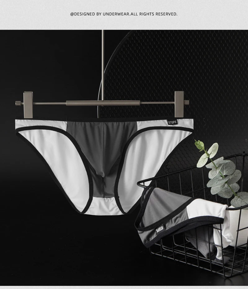 Ice Silk Sexy Men Underwear Briefs Cueca Mid Waist Thin Calcinha Quick Dry Youth Panties Ropa Interior Hombre U Pouch Underpants