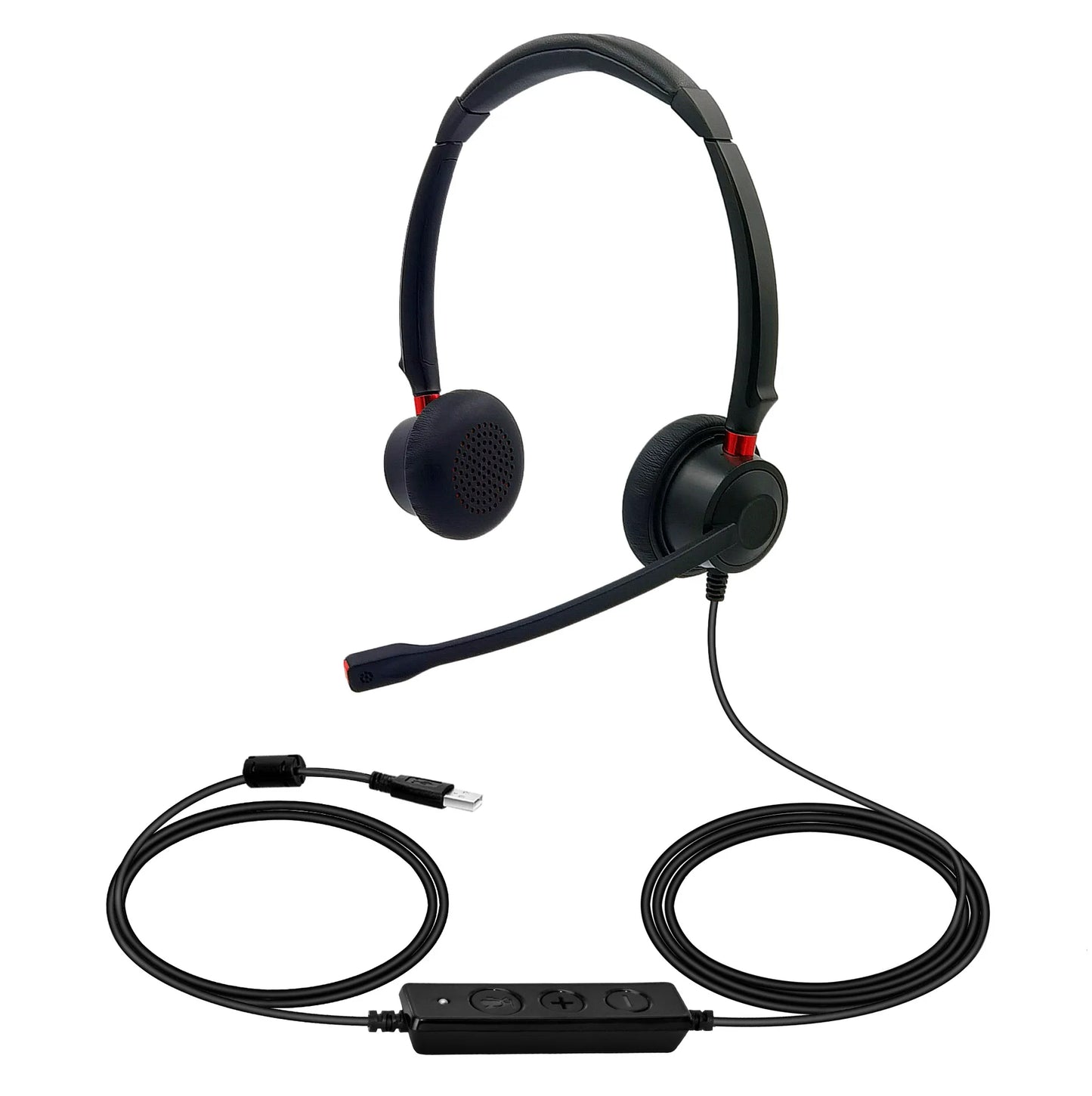 Wholesale phone headphones with USB plug, microphone headphones for call center use