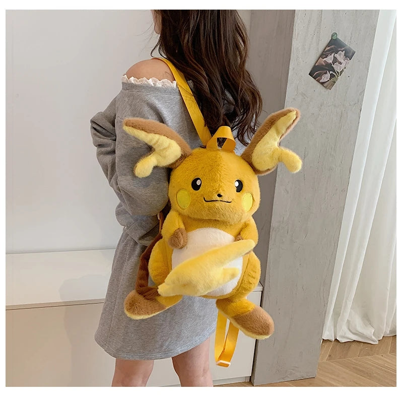 Japanese Style Plush Shoulder Bag Raichu Pikachu Eevee Psyduck Gengar Design Crossbody Backpack for Student Daily Outfit Gift