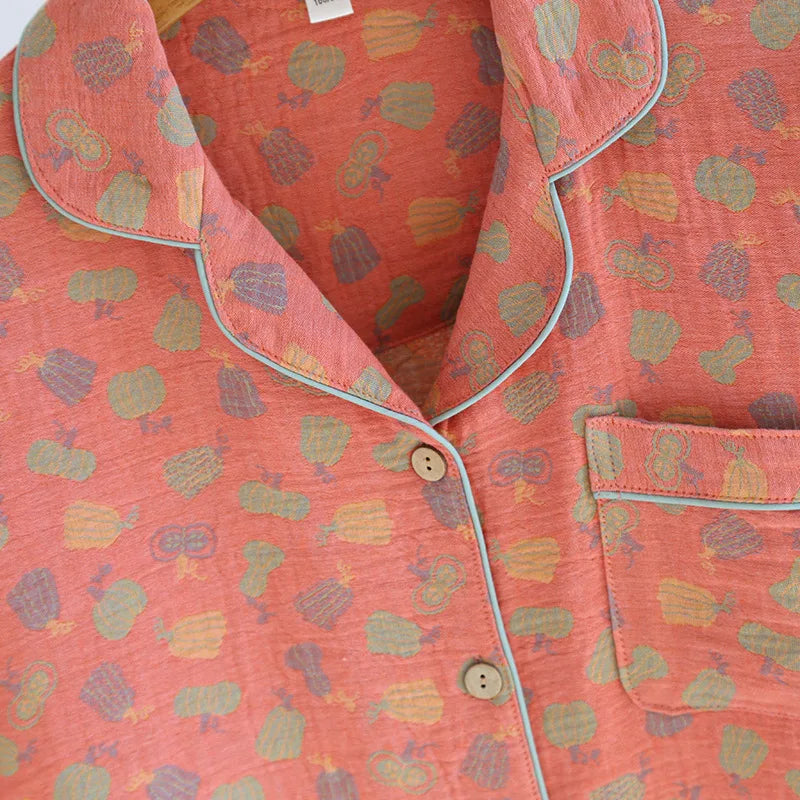 2025 New Spring and Autumn Pajama Set 100%Cotton Comfortable Long sleeved Two Piece Home Furnishings Large Size Home Furnishings