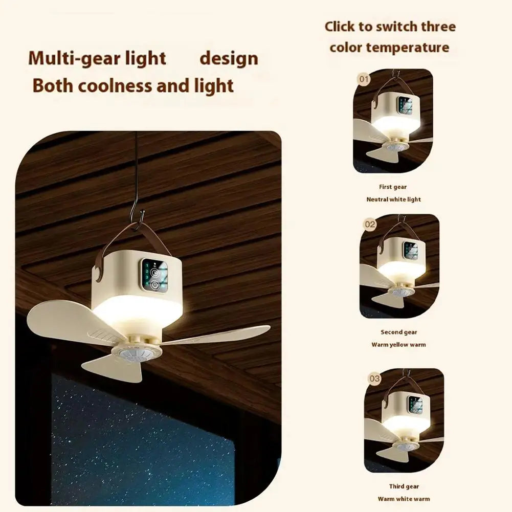 New Portable Rechargeable Ceiling Fan Wireless USB Hanging Fan With Timed remote control for Students Dorm Bed Outdoor Camping