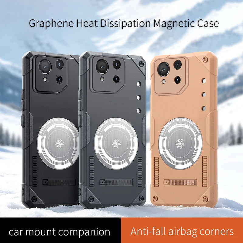 Graphene Cooling Magnetic Case for ASUS ROG Phone 9 8 7 Drop-proof Ice Hand Feel Soft Cover for Gamers Gaming