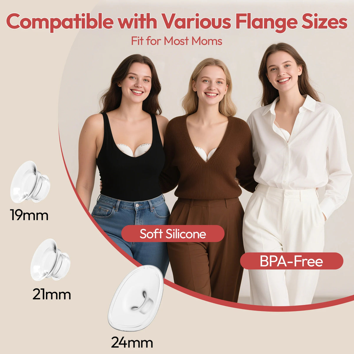 NCVI 2Pack Wearable Breast Pump Hands‑Free,1500mAh Battery,Quiet LED Display,4 Modes 9 Levels,19/21/24mm Flanges for Nursing Mom