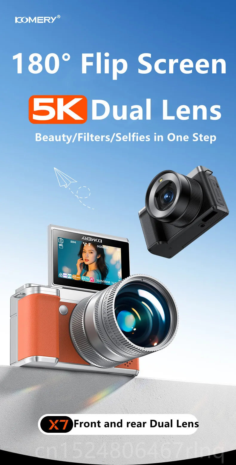 5K Digital Camera Auto Focus 80MP Vlogging Camera for YouTube and Anti-Shake Video Camera with Flash Dual Lens Selfile Camcorder