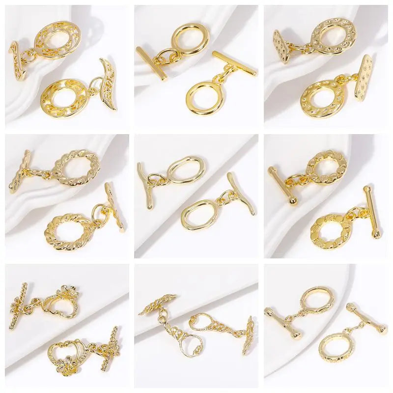 18K Gold Plated Brass Stripe Crimp End Beads Stopper Open Crimp Beads Covers DIY Handmade Crafts Accessories For Jewelry