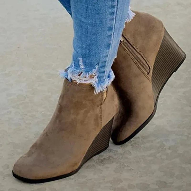2025 New Womens Boots Side Zip Women Wedge Shoes Fashion Lightweight Ankle Boots Summer High Quality Shoes for Women Botas Mujer