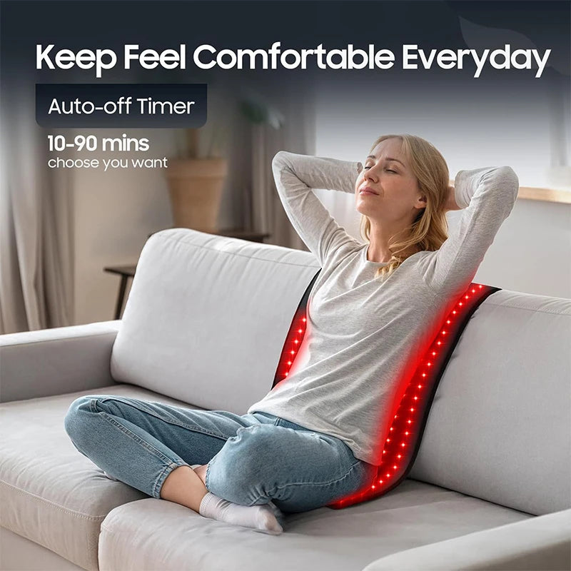 KEMOKO Red Light Therapy 660nm 850nm, Infrared LED Mat for Back and Waist Pain, Muscle Soreness Relief, Large Size 36.3" x 15.8"