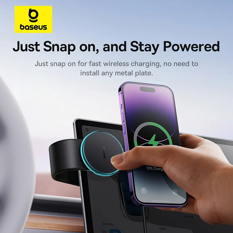 Baseus Magnetic Wireless Charger Car Phone Holder 15W Fast Charging Wireless Car Charger Holder For iPhone 16 15 14 13 Car Mount