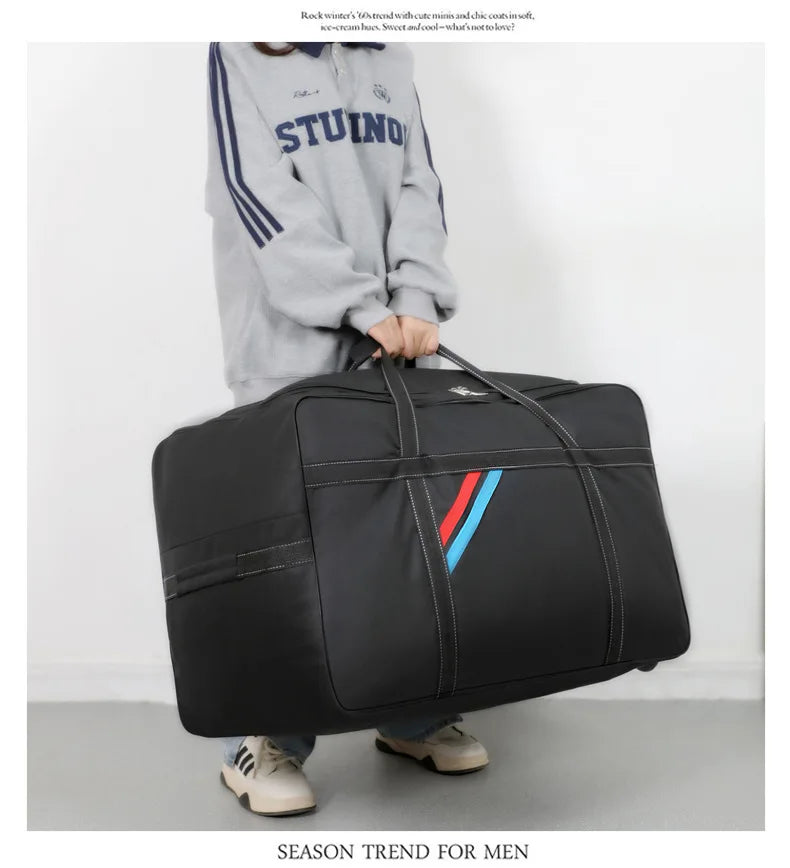 Large Capacity Trolley Bags with Wheels Foldable Luggage Wheeled Bag Travel Suitcase Waterproof Handbag Weekend Rolling Luggage