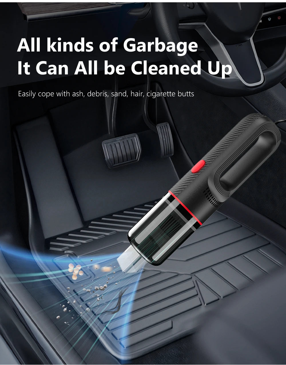 Carsun 5000Pa Wired Car Vacuum Cleaner - Portable Compact for Efficient In-Car Cleaning