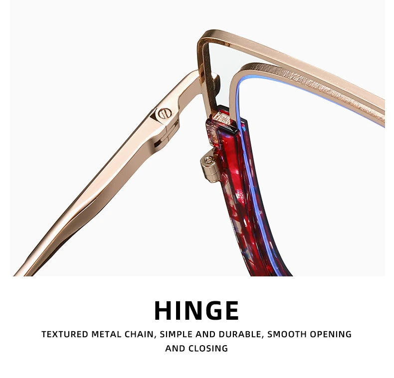 VICKY Fashion Geometric Square Large Frame Personalized Design Women's Anti-Blue Light Reading Glasses Customizable Prescription