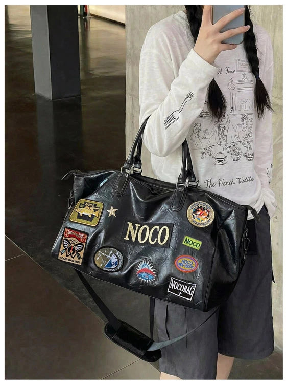 Fitness Travel Bag Suitable for Both Men and Women, Can Be Carried by Hand, Worn over the Shoulder or Cross-Body， Pu Leather Bag