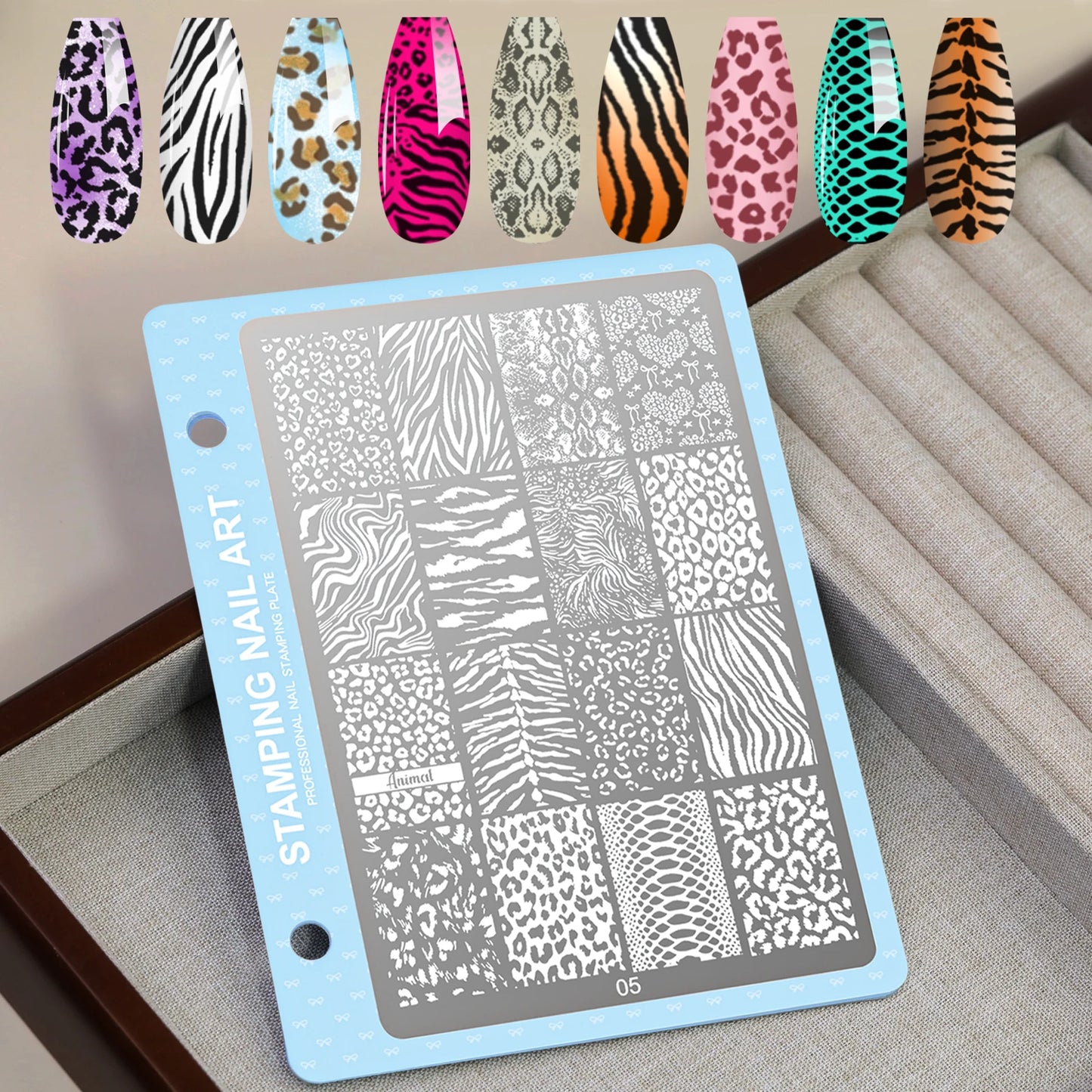 Print Nail Stamping Plate Leopard Snake Pattern Nail Art Stencil Stainless Steel Nail Stamp Template for DIY Manicure nial tools