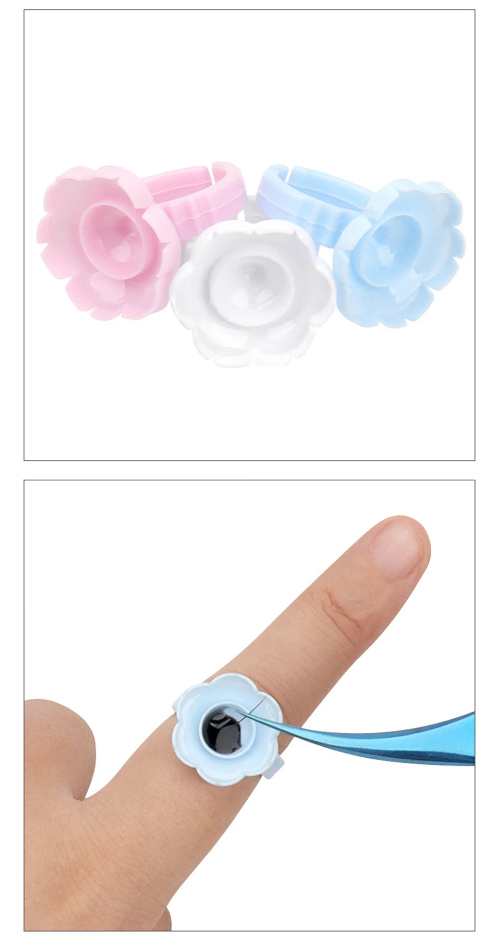 AILEISHI 100Pcs Disposable Eyelash Glue Fan Cup Rings Holder Container Tattoo Pigment Eyelash Extension Tools Lash Supplies