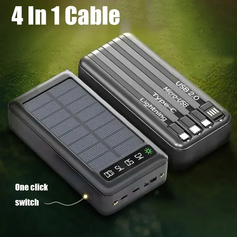 VIVO 5000000mAh Solar Power Bank Portable High Capacity Fast Charge External Battery with Flashlight Powerbank for All Phones