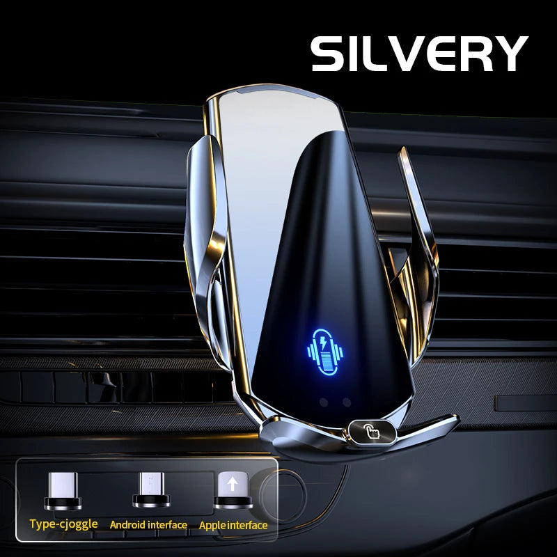 Car Phone Holder Wireless Charger Automatic Intelligent triple sensing magnetic suction charging For Universal All Mobile Phones