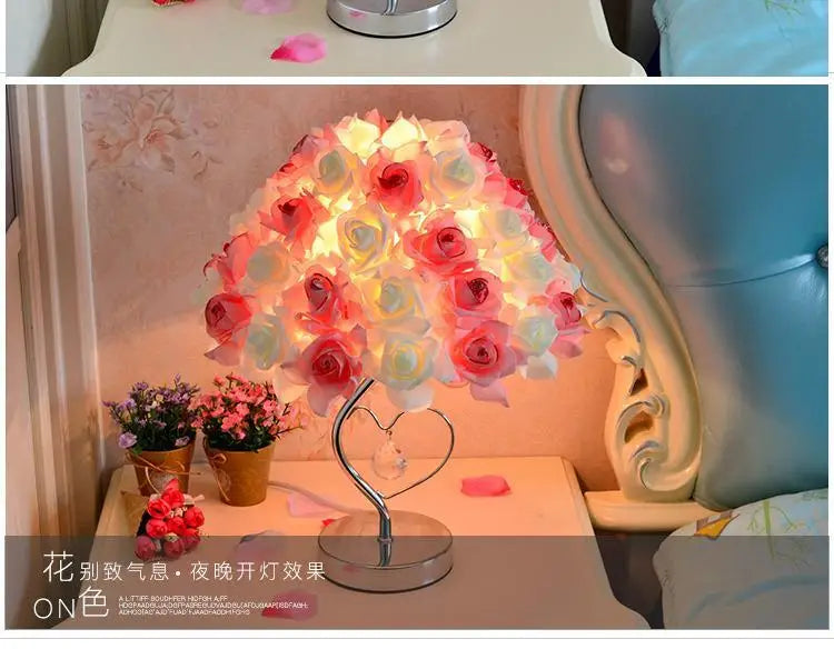 New Creative European Sle Feathers Desk Lamp Bedroom Bede Princ Wedding Room Warm LED Birthday Gift Rose
