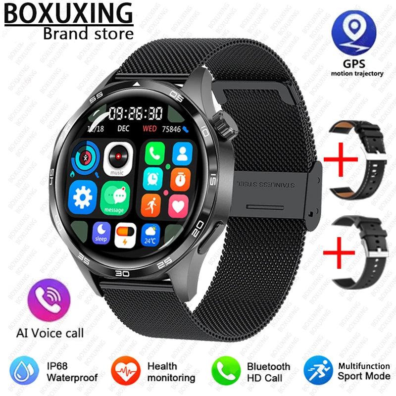 2025 New Mens Smart Watch 360 * 360 Bluetooth Call Smartwatch AMOLED Screen GPS Smart Watches NFC Waterproof Smart Watch for Men