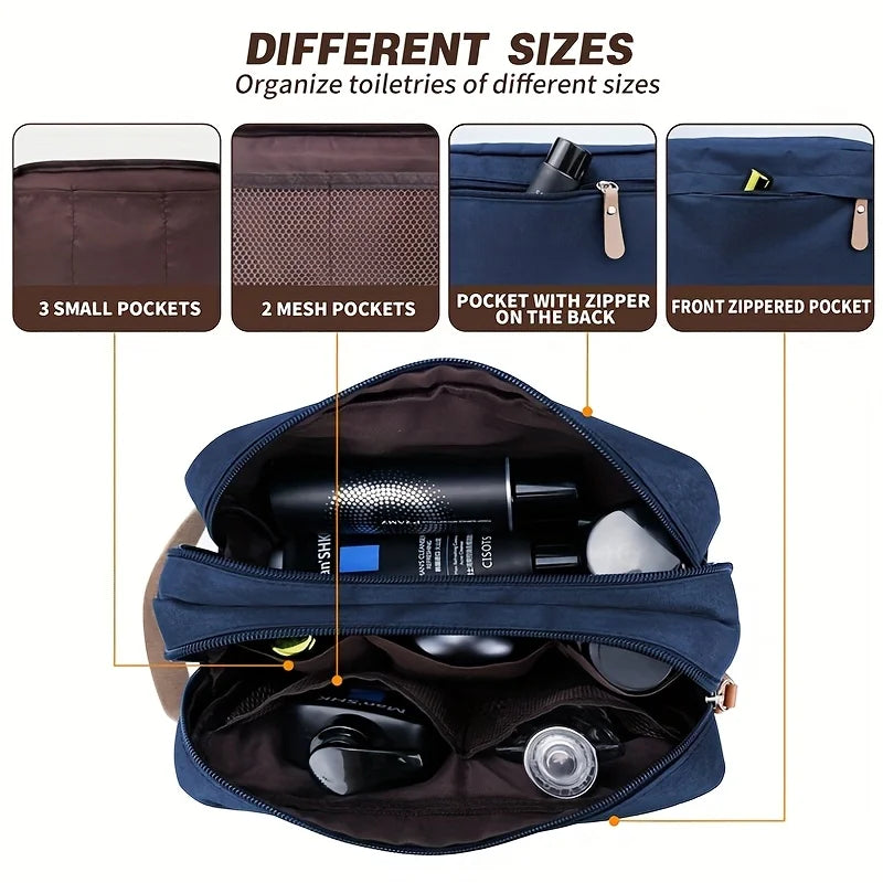 Men's Personalized Name Oxford Grooming Bag Double-layer Large Capacity Storage Bag Ideal Makeup Organizer Toiletry for Grooming