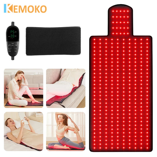 KEMOKO Red Light Therapy 660nm 850nm, Infrared LED Mat for Back and Waist Pain, Muscle Soreness Relief, Large Size 36.3" x 15.8"