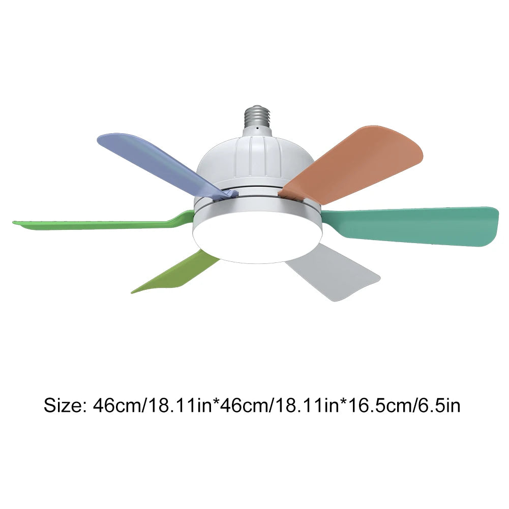 Socket Fan Light with Remote Screw in Ceiling Fan Light Adjustable Wind Speed Socket Ceiling Fan Light Bulb Fan for Home Office