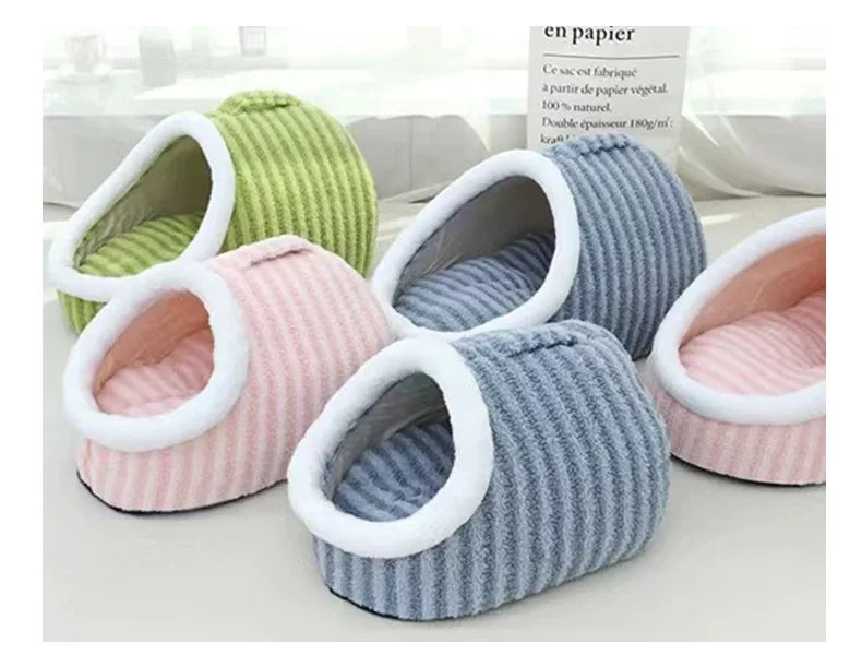 Fashion Warm Thick Sponge Dog Kennel Cat Nest Striped Slipper Design Pet Bed Cozy Comfortable Washable Pet Sleeping Mat