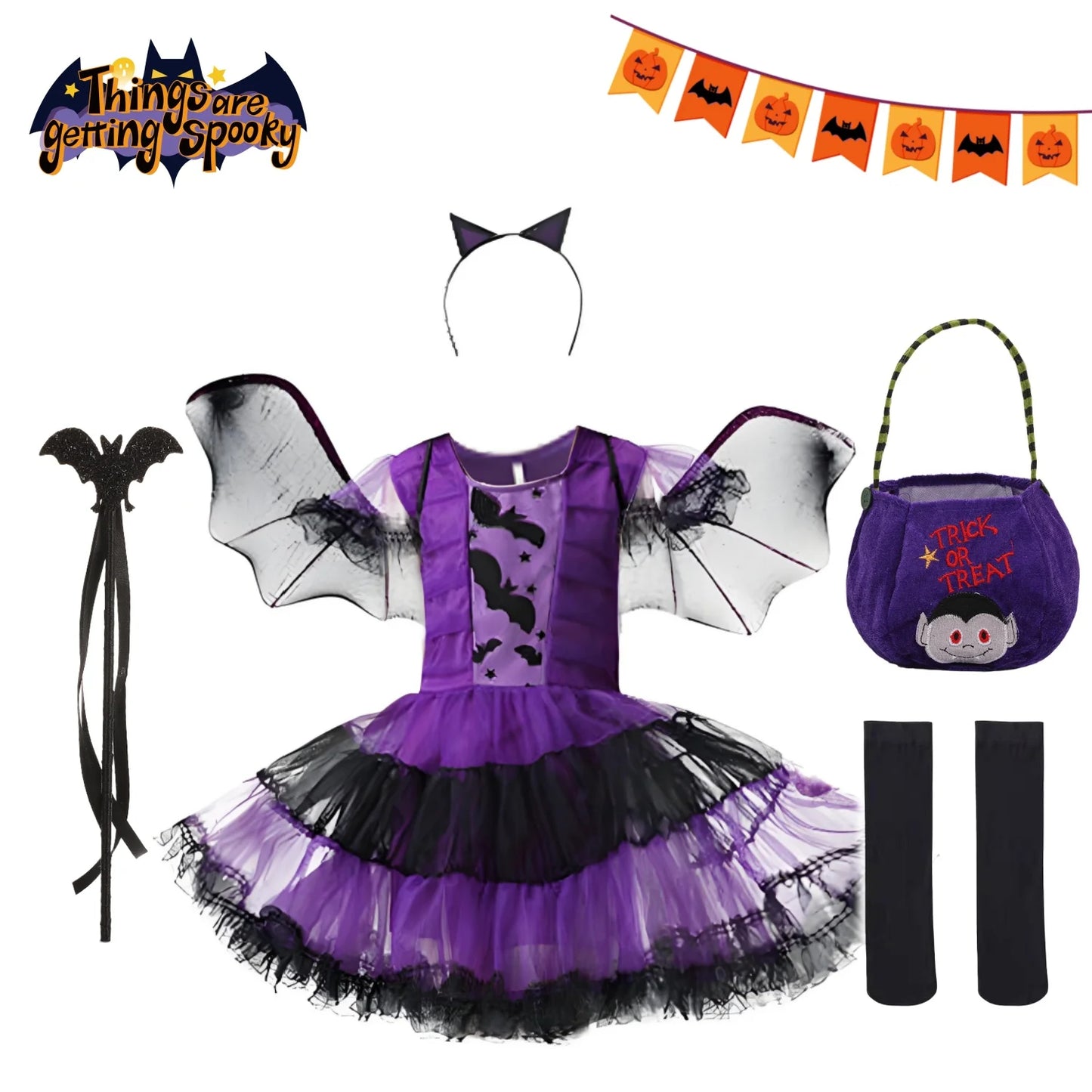 Halloween Costume For Kids Halloween Fantasy Vampire Costumes Girls Short Tutu Dress Kids Carnival Outfit Gothic Dark Clothes